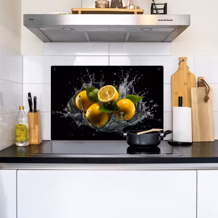 Citroen - Fruit - Geel - Zwart Inductie beschemer met haakjes klein -sfeer2