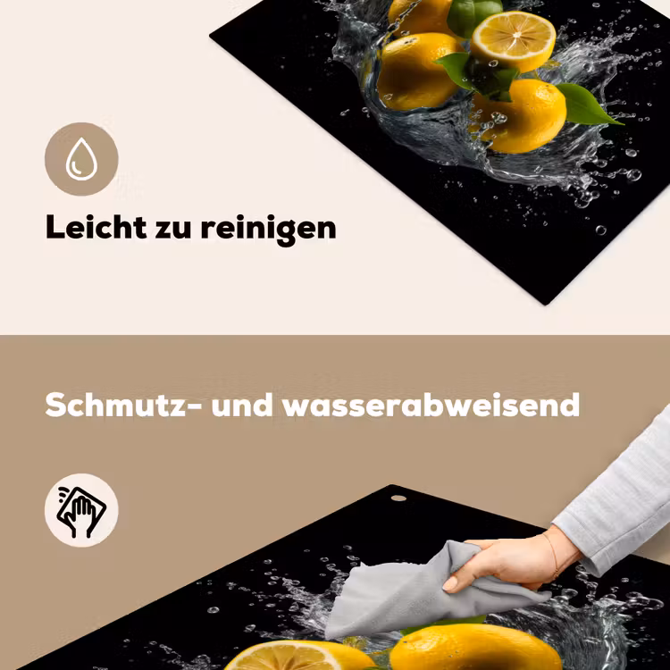 Citroen - Fruit - Geel - Zwart Inductie beschemer met haakjes klein -ky-schoon-de