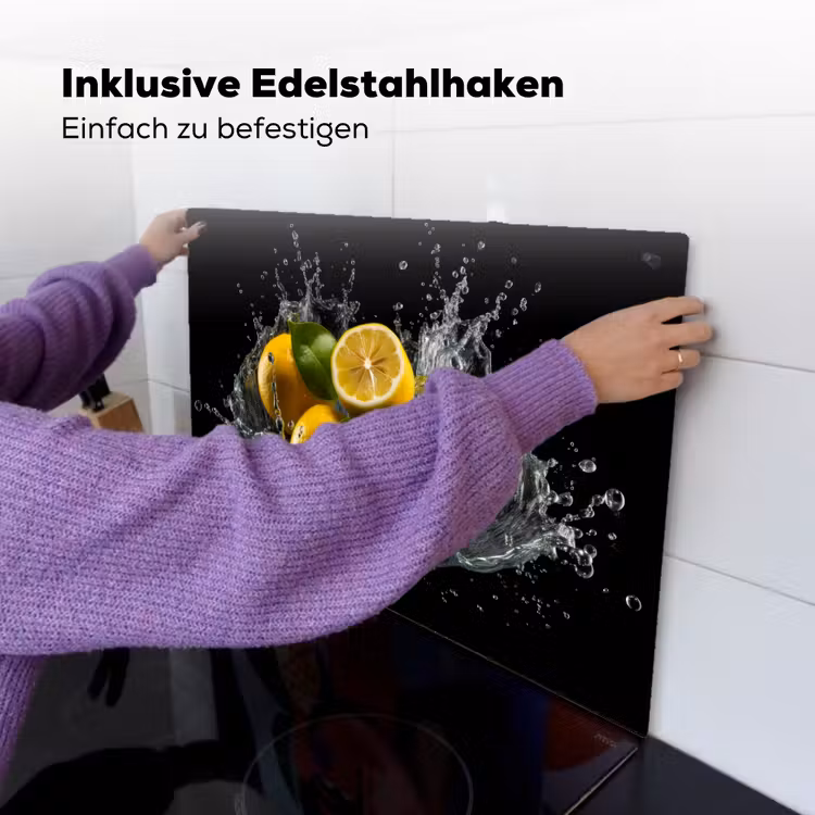 Citroen - Fruit - Geel - Zwart Inductie beschemer met haakjes klein -ky-ophangen-de