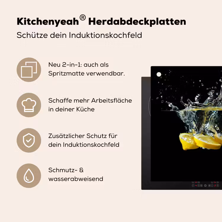 Citroen - Water - Fruit Inductie beschemer met haakjes klein -ky-usp-de