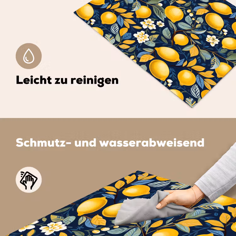 Citroenen - Bloemen - Bladeren - Blauw Inductie beschemer met haakjes klein 777 -ky-schoon-de