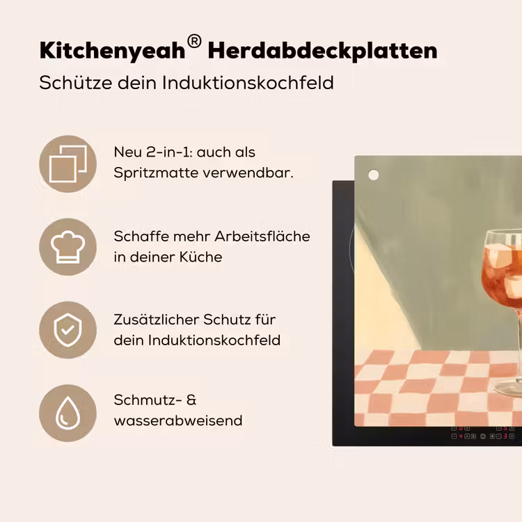 Citroenen - Glas - Tafelkleed - Geblokt Inductie beschemer met haakjes klein -ky-usp-de