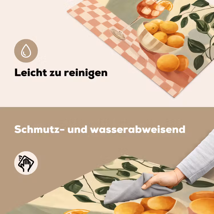 Citroenen - Glas - Tafelkleed - Geblokt Inductie beschemer met haakjes klein -ky-schoon-de