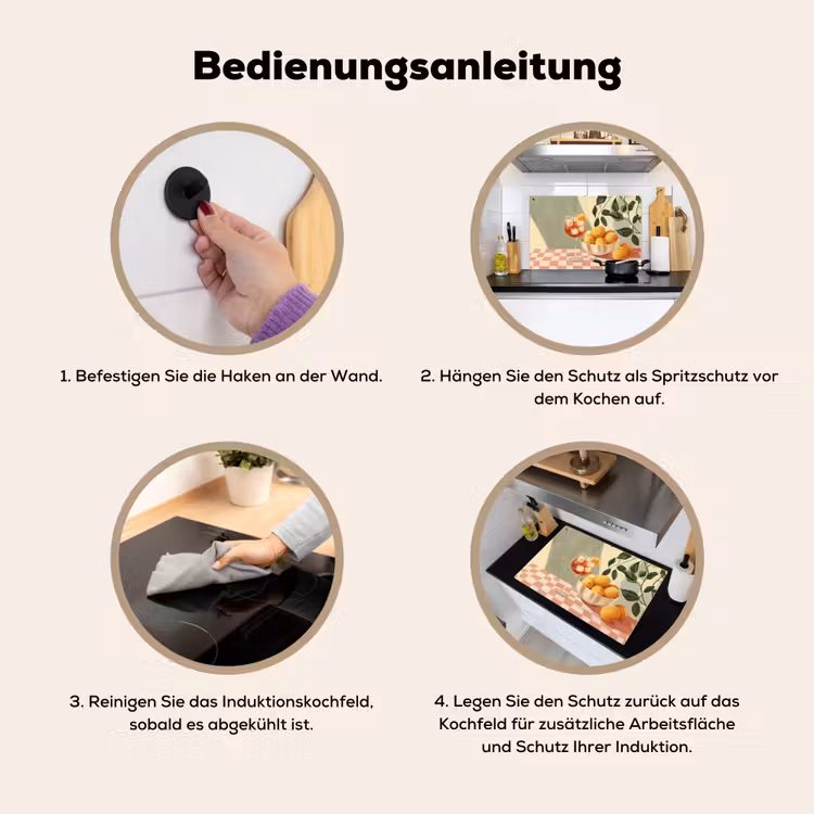 Citroenen - Glas - Tafelkleed - Geblokt Inductie beschemer met haakjes klein -ky-gebruik-de