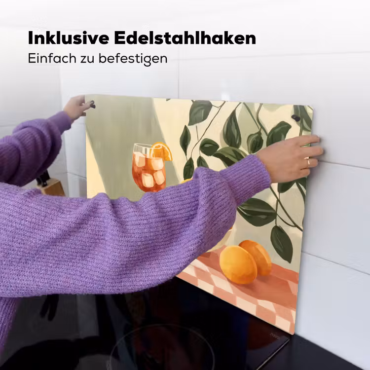 Citroenen - Glas - Tafelkleed - Geblokt Inductie beschemer met haakjes klein -ky-ophangen-de