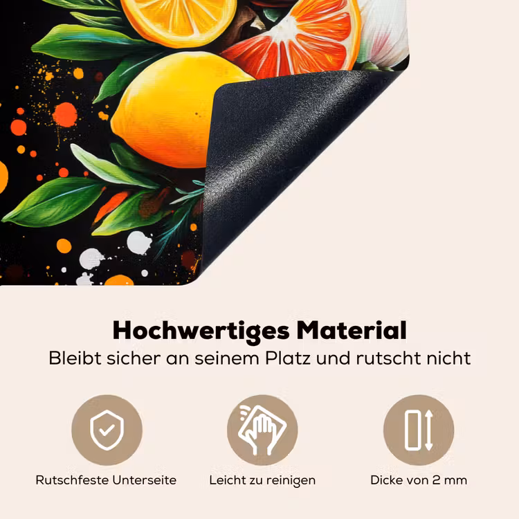 Citroenen - Zwart - Kruiden - Graffiti - Verf Inductie beschemer met haakjes klein -ky-onderkant-de