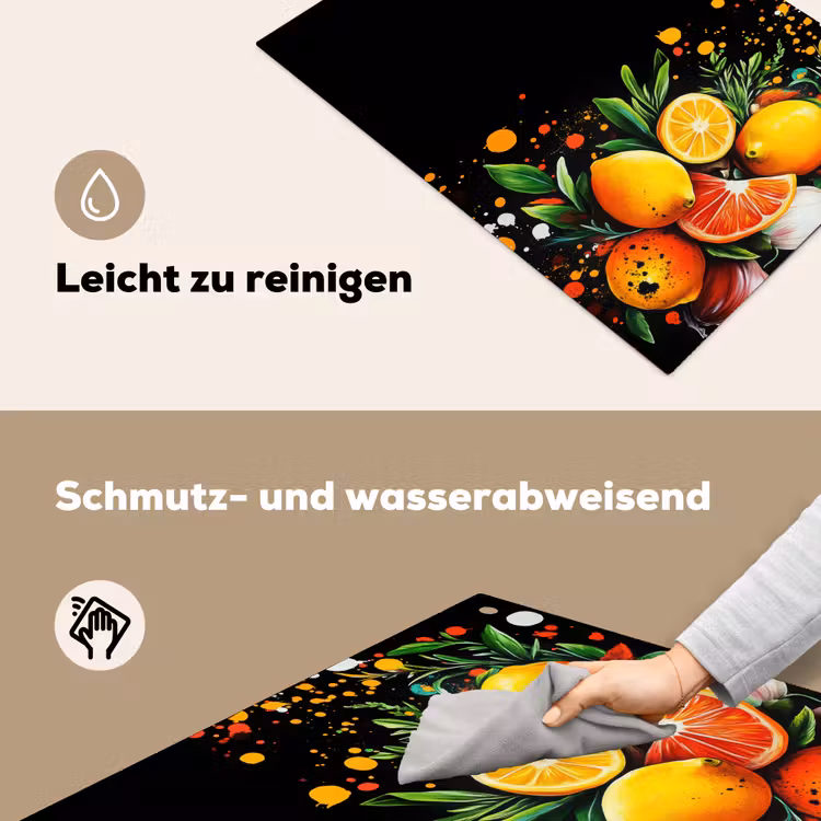 Citroenen - Zwart - Kruiden - Graffiti - Verf Inductie beschemer met haakjes klein -ky-schoon-de