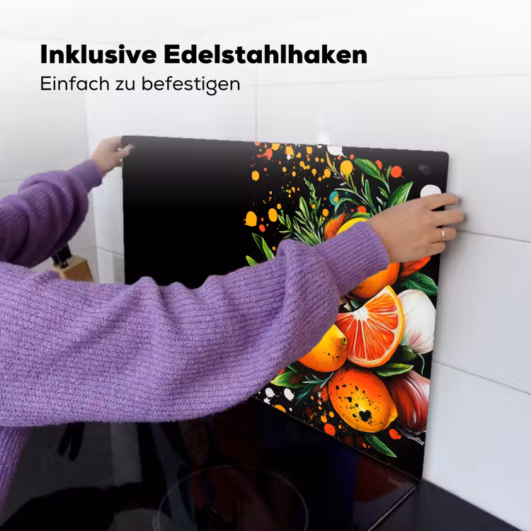 Citroenen - Zwart - Kruiden - Graffiti - Verf Inductie beschemer met haakjes klein -ky-ophangen-de