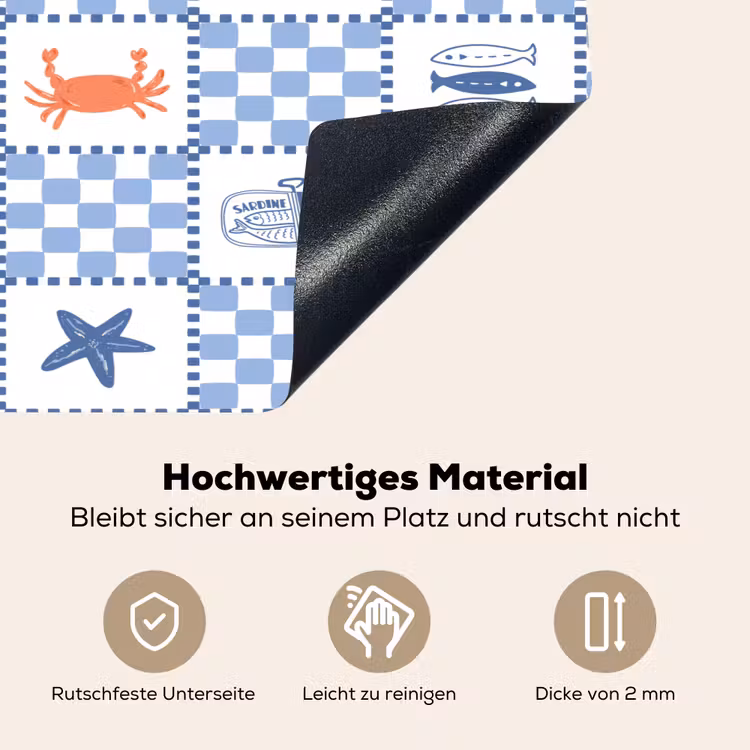 Zee - Sfeer- Mozaïek - Blauw Inductie beschemer met haakjes klein 777 -ky-onderkant-de