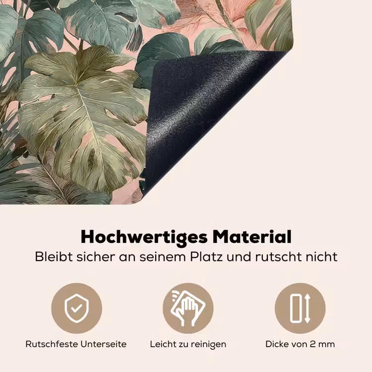Compositie van bladeren - Groen - Roze Inductie beschemer met haakjes middel -ky-onderkant-de