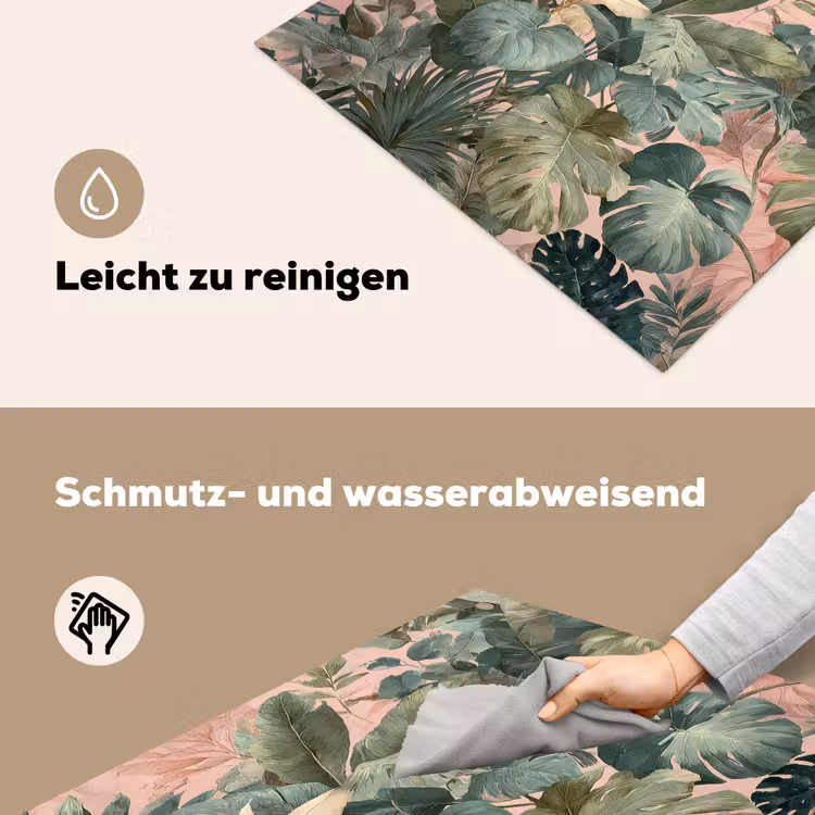 Compositie van bladeren - Groen - Roze Inductie beschemer met haakjes middel -ky-schoon-de