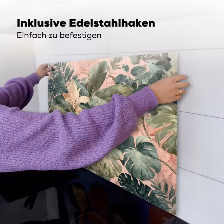 Compositie van bladeren - Groen - Roze Inductie beschemer met haakjes middel -ky-ophangen-de