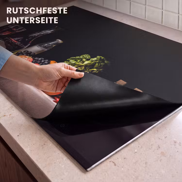2-in-1 Herdabdeckplatte & Spritzschutz - Abendmahl im Kontrast - Avondmaal in Contrast Inductie beschemer met haakjes klein