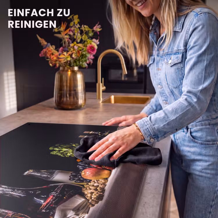 2-in-1 Herdabdeckplatte & Spritzschutz - Abendmahl im Kontrast - Avondmaal in Contrast Inductie beschemer met haakjes klein