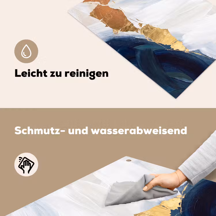Abstract - Acryl - Blauw - Goud - Elegant Inductie beschemer met haakjes klein -ky-schoon-de