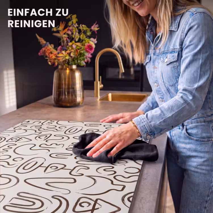2-in-1 Herdabdeckplatte & Spritzschutz - Abstrakt - Beige - Muster - Dunkelbraun - Abstract - Beige - Patroon - Donkerbruin Inductie beschemer met haakjes klein 777