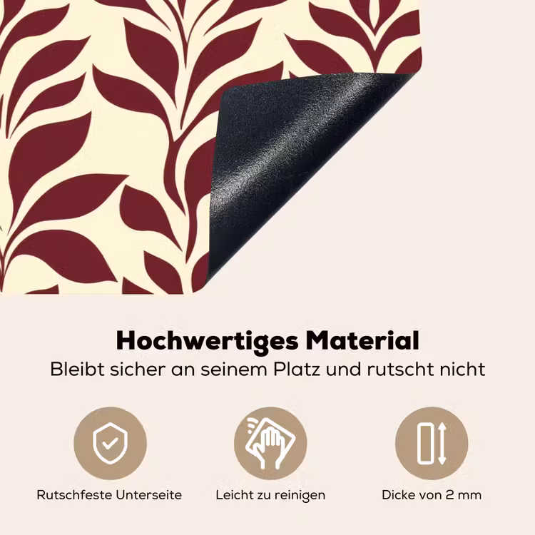 Abstract - Bladeren - Burgundy Inductie beschemer met haakjes klein 777 -ky-onderkant-de