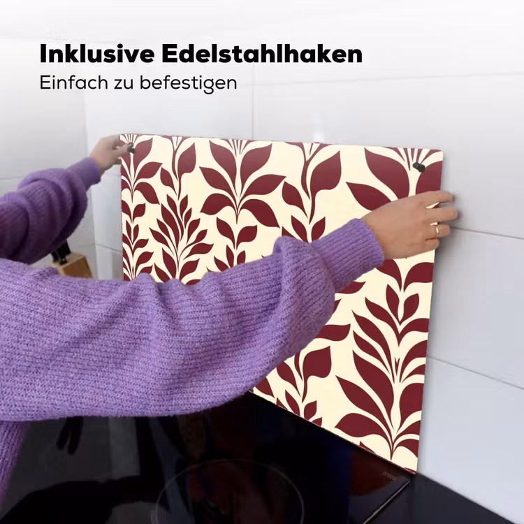 Abstract - Bladeren - Burgundy Inductie beschemer met haakjes klein 777 -ky-ophangen-de