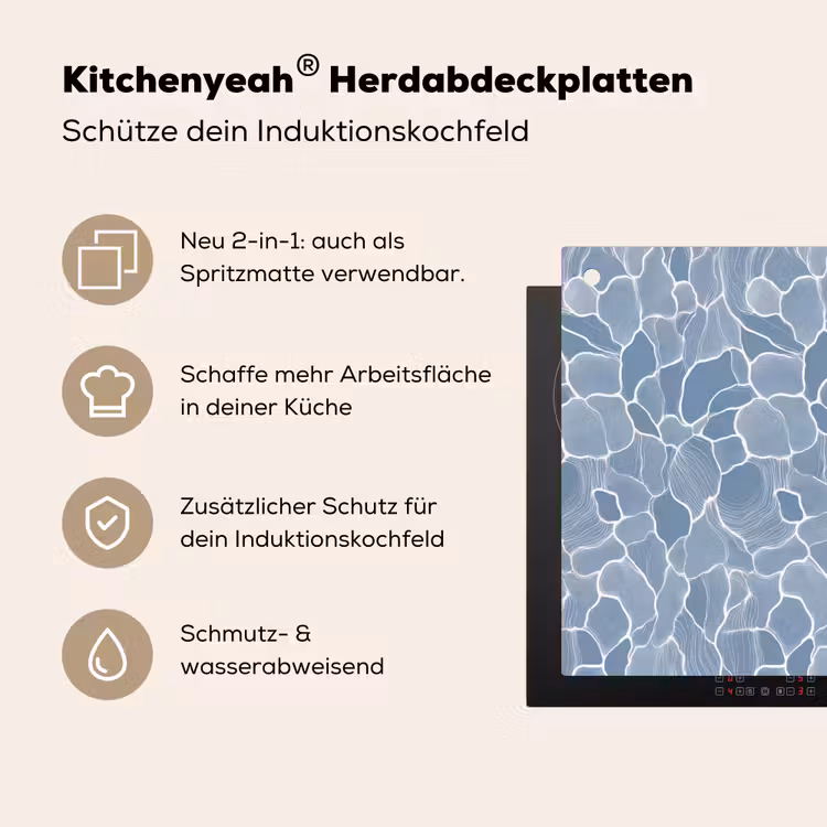 Abstract - Blauw - Bladeren Inductie beschemer met haakjes klein -ky-usp-de