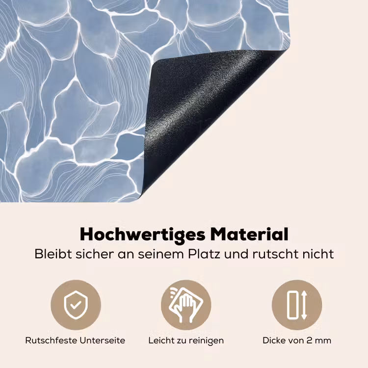 Abstract - Blauw - Bladeren Inductie beschemer met haakjes klein -ky-onderkant-de