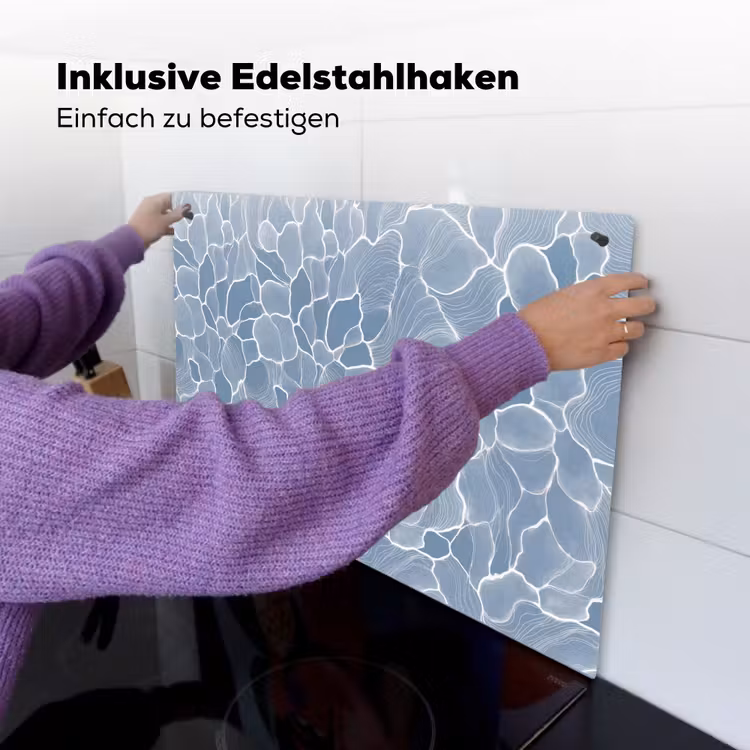 Abstract - Blauw - Bladeren Inductie beschemer met haakjes klein -ky-ophangen-de