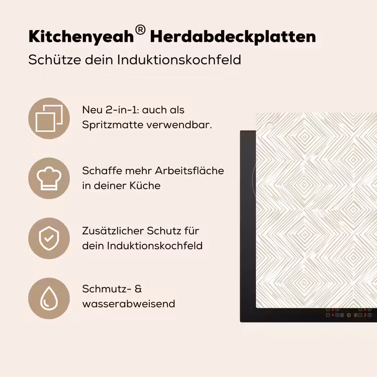 Abstract - Ruiten - Beige Inductie beschemer met haakjes klein 777 -ky-usp-de