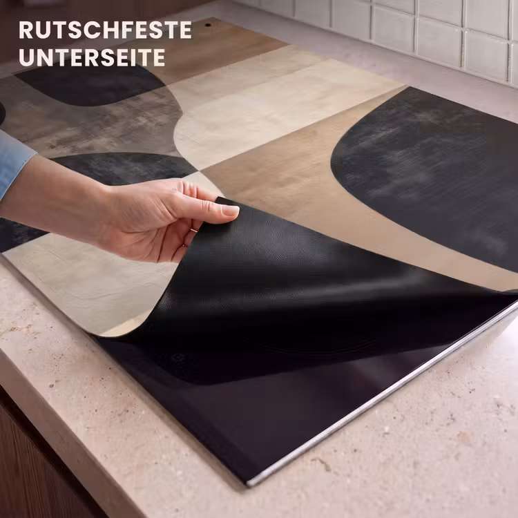 2-in-1 Herdabdeckplatte & Spritzschutz - Abstrakt - Flugzeuge - Schwarz - Rund - Abstract - Vlakken - Zwart - Rond Inductie beschemer met haakjes klein
