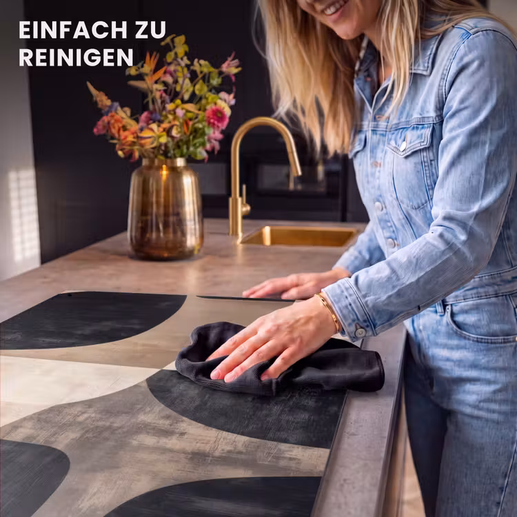 2-in-1 Herdabdeckplatte & Spritzschutz - Abstrakt - Flugzeuge - Schwarz - Rund - Abstract - Vlakken - Zwart - Rond Inductie beschemer met haakjes klein