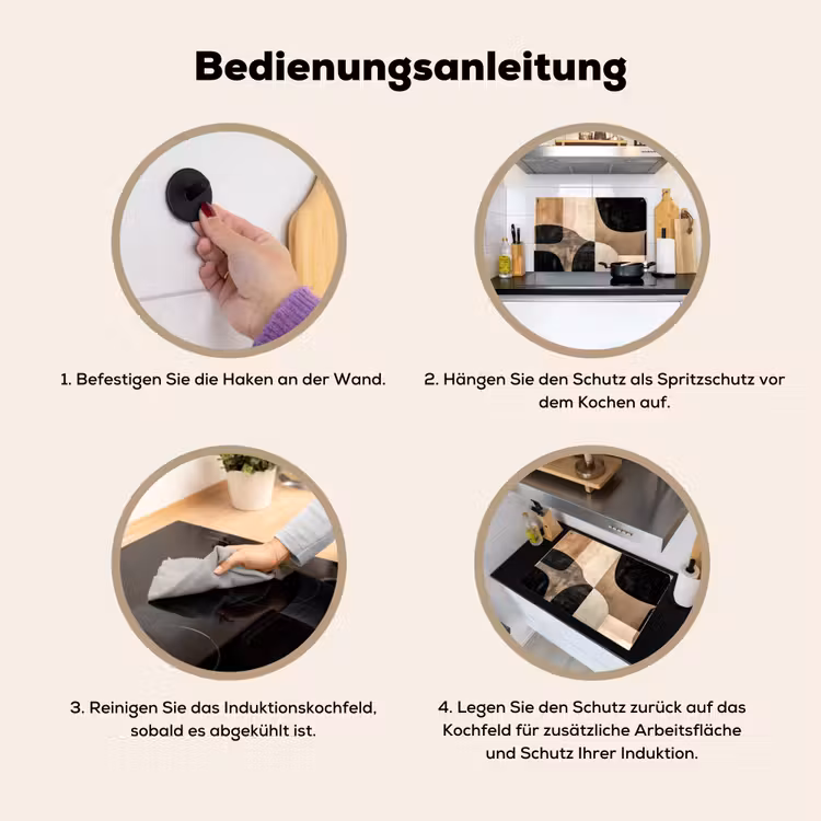 2-in-1 Herdabdeckplatte & Spritzschutz - Abstrakt - Flugzeuge - Schwarz - Rund - Abstract - Vlakken - Zwart - Rond Inductie beschemer met haakjes klein
