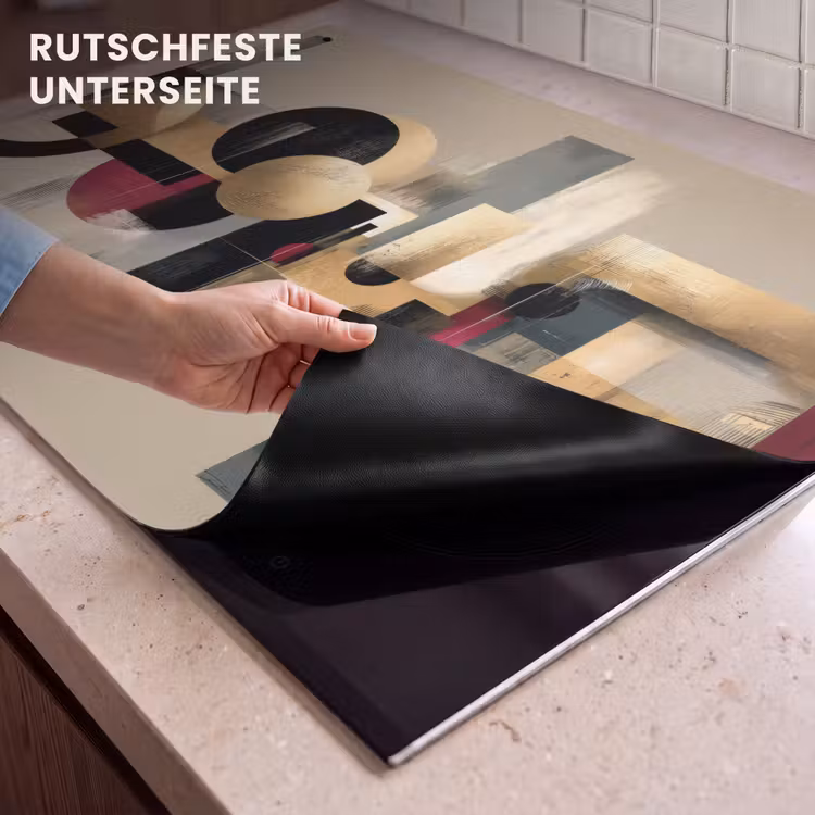 2-in-1 Herdabdeckplatte & Spritzschutz - Abstrakt - Formen - Beige - Texturen - Abstract - Vormen - Beige - Texturen Inductie beschemer met haakjes klein