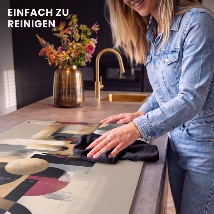 2-in-1 Herdabdeckplatte & Spritzschutz - Abstrakt - Formen - Beige - Texturen - Abstract - Vormen - Beige - Texturen Inductie beschemer met haakjes klein