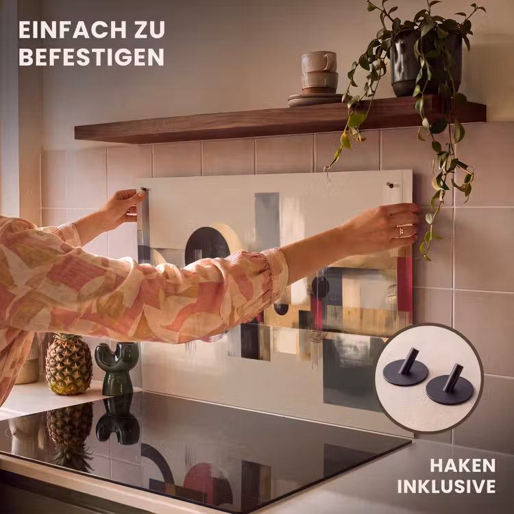 2-in-1 Herdabdeckplatte & Spritzschutz - Abstrakt - Formen - Beige - Texturen - Abstract - Vormen - Beige - Texturen Inductie beschemer met haakjes klein