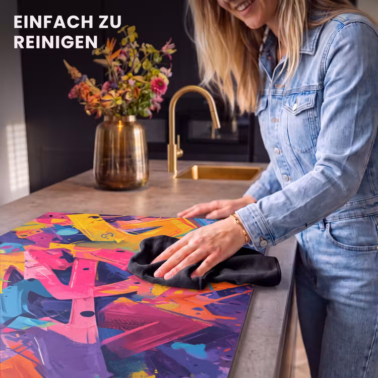 2-in-1 Herdabdeckplatte & Spritzschutz - Abstrakt - Formen - Farbenfroh - Abstract - Vormen - Kleurrijk Inductie beschemer met haakjes klein