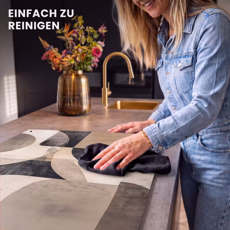 2-in-1 Herdabdeckplatte & Spritzschutz - Abstrakt - Formen - Modern - Beige - Abstract - Vormen - Modern - Beige Inductie beschemer met haakjes klein