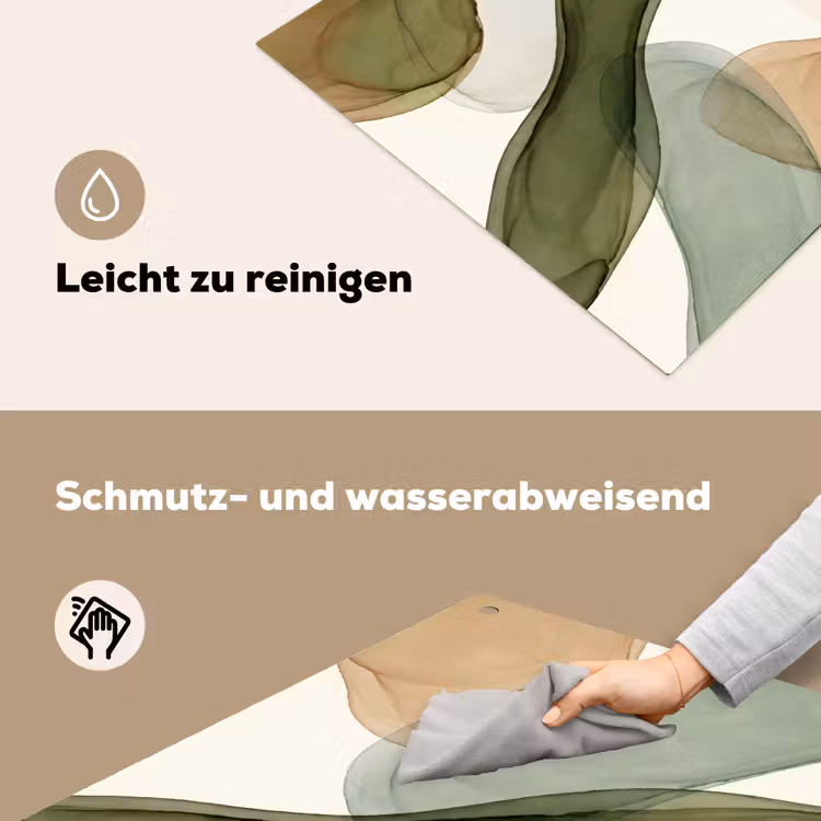 Abstract - Vormen - Modern - Kunst - Groen - Bruin Inductie beschemer met haakjes klein -ky-schoon-de