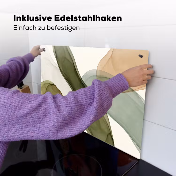 Abstract - Vormen - Modern - Kunst - Groen - Bruin Inductie beschemer met haakjes klein -ky-ophangen-de