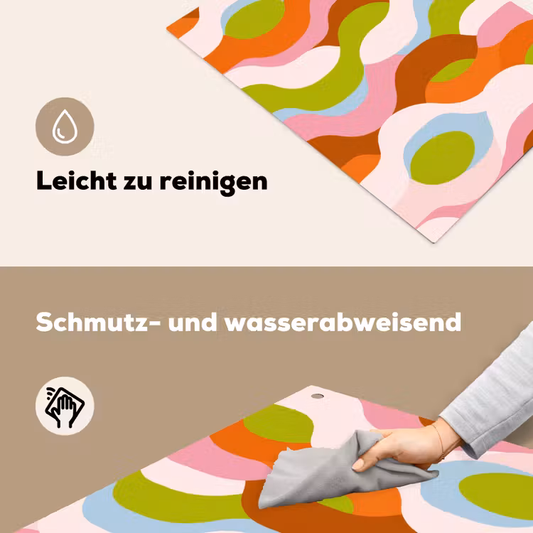 2-in-1 Herdabdeckplatte & Spritzschutz - Abstrakt - Formen - Rosa - Abstract - Vormen - Roze Inductie beschemer met haakjes klein