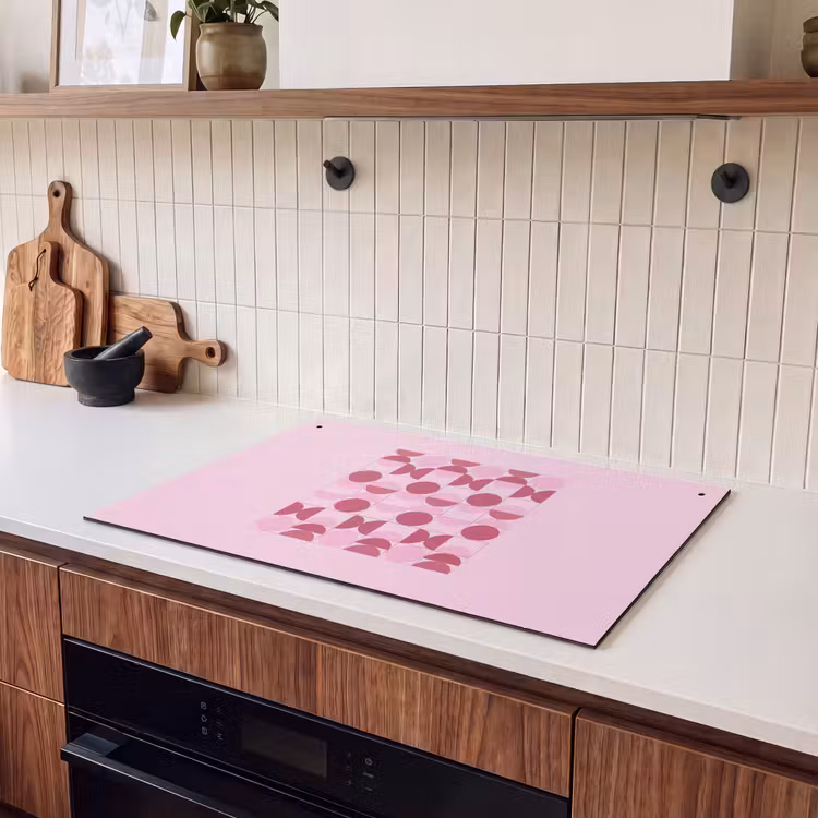 Abstract - Geometrisch - Cirkels - Roze - Modern Inductie beschemer met haakjes klein -sfeer1