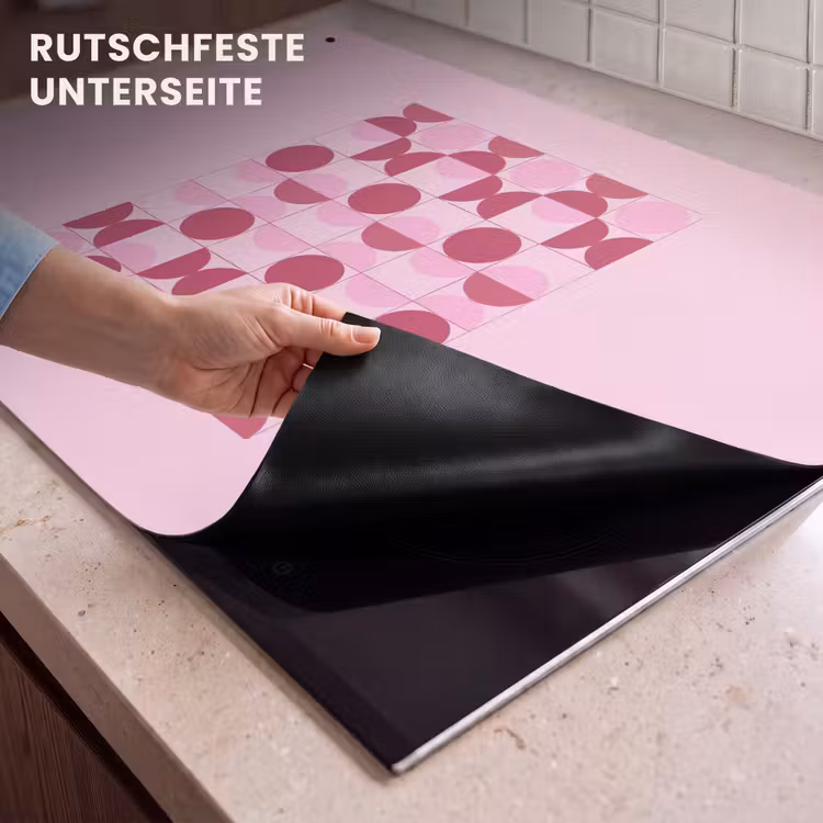 Abstract - Geometrisch - Cirkels - Roze - Modern Inductie beschemer met haakjes klein -ky-onderkant-de