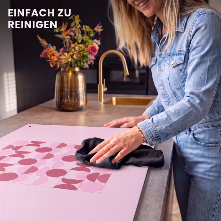 Abstract - Geometrisch - Cirkels - Roze - Modern Inductie beschemer met haakjes klein -ky-schoon-de