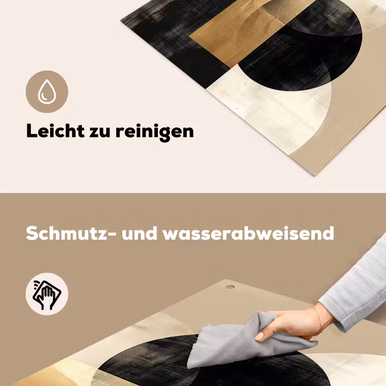 2-in-1 Herdabdeckplatte & Spritzschutz - Abstrakt - Gold - Schwarz - Kunst - Abstract - Goud - Zwart - Kunst Inductie beschemer met haakjes klein