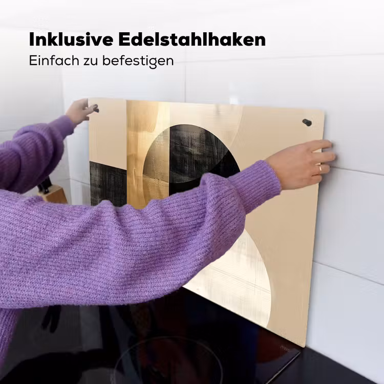 2-in-1 Herdabdeckplatte & Spritzschutz - Abstrakt - Gold - Schwarz - Kunst - Abstract - Goud - Zwart - Kunst Inductie beschemer met haakjes klein