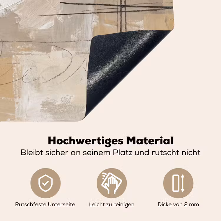Abstract - Cirkel - Modern - Beige - Zwart - Minimalistisch Inductie beschemer met haakjes klein -ky-onderkant-de