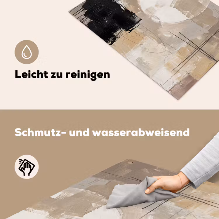 Abstract - Cirkel - Modern - Beige - Zwart - Minimalistisch Inductie beschemer met haakjes klein -ky-schoon-de
