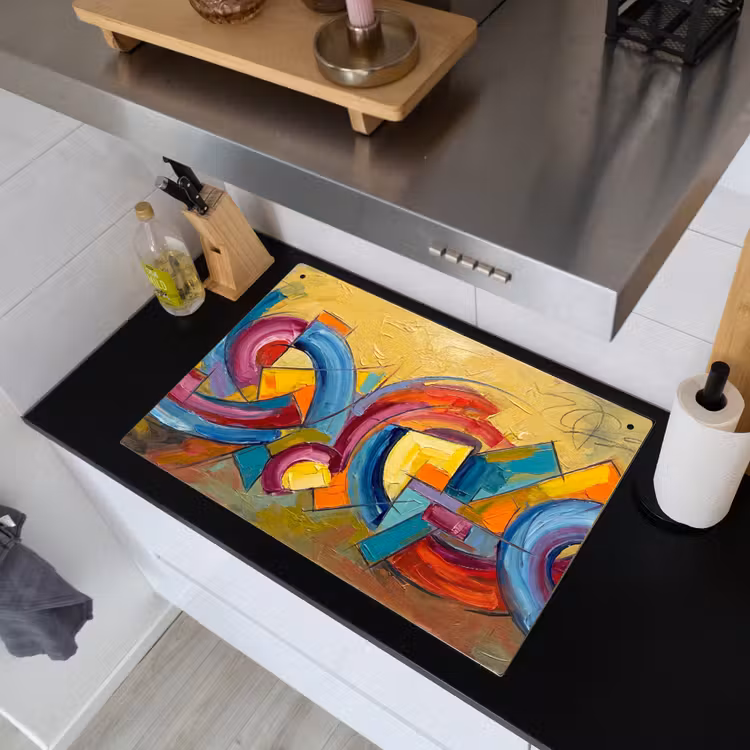 Abstract - Cirkels - Schilderij - Kleurrijk - Dynamisch Inductie beschemer met haakjes klein -sfeer1