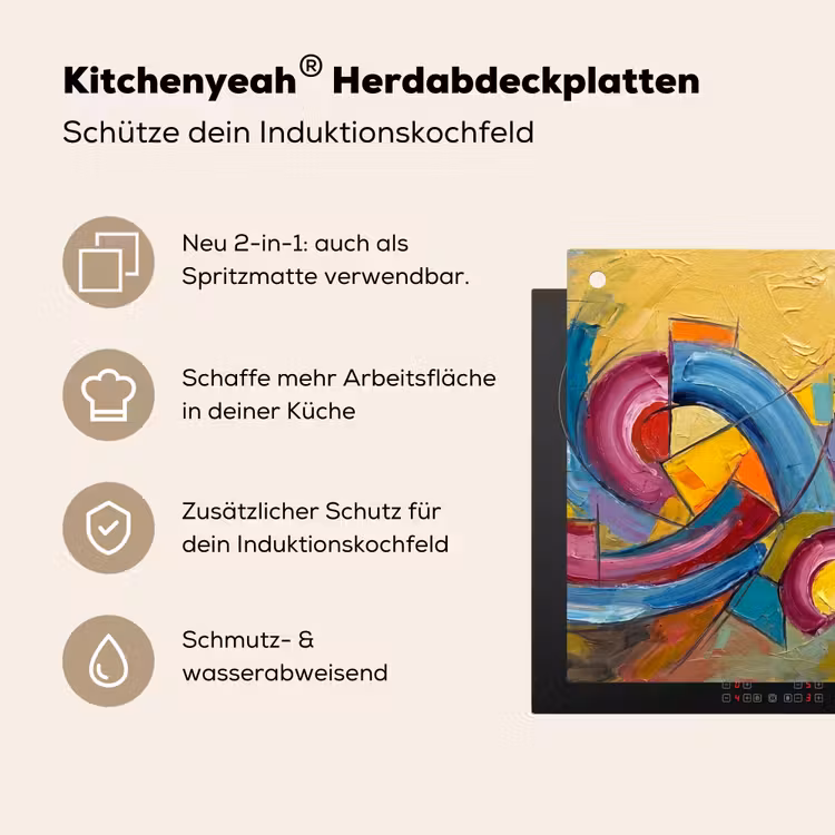 Abstract - Cirkels - Schilderij - Kleurrijk - Dynamisch Inductie beschemer met haakjes klein -ky-usp-de