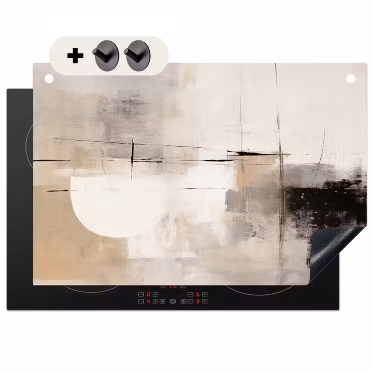 2-in-1 Herdabdeckplatte & Spritzschutz - Abstrakt - Kunst - Grau - Abstract - Kunst - Grijs Inductie beschemer met haakjes klein