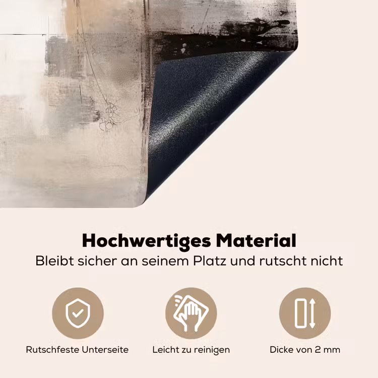 2-in-1 Herdabdeckplatte & Spritzschutz - Abstrakt - Kunst - Grau - Abstract - Kunst - Grijs Inductie beschemer met haakjes klein