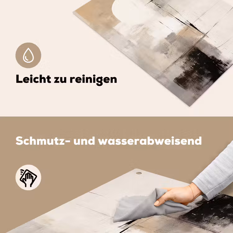 2-in-1 Herdabdeckplatte & Spritzschutz - Abstrakt - Kunst - Grau - Abstract - Kunst - Grijs Inductie beschemer met haakjes klein