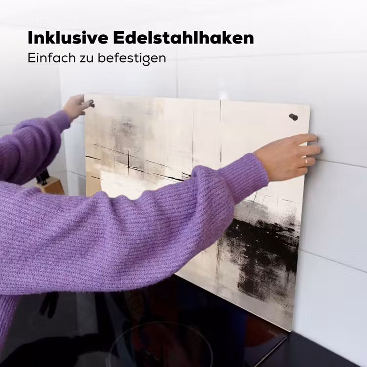 2-in-1 Herdabdeckplatte & Spritzschutz - Abstrakt - Kunst - Grau - Abstract - Kunst - Grijs Inductie beschemer met haakjes klein
